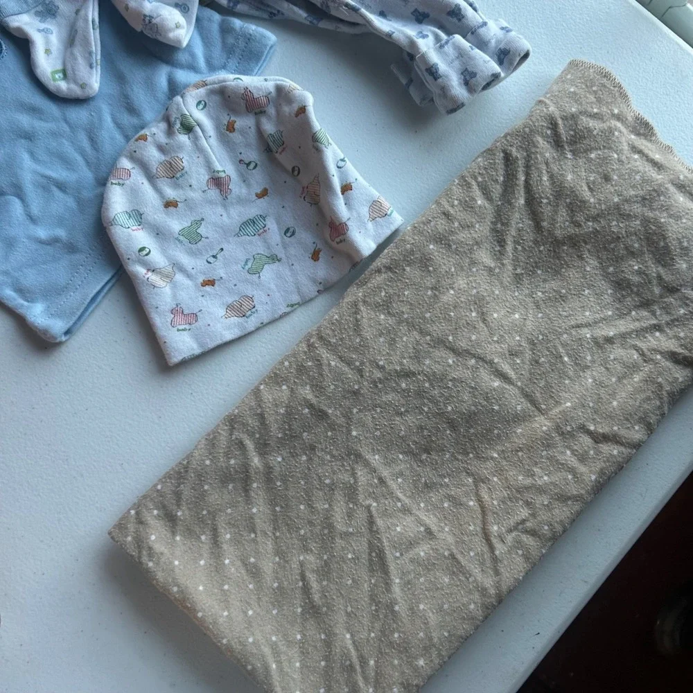 Baby Gap Duck Duck Goose Circo Baby Boy 0-3M Blue Tan Bear Outfit Lot 7pc